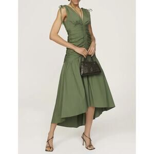 Veronica Beard Perrin Green Cinched Ruched Sleeveless Maxi Dress Size 2